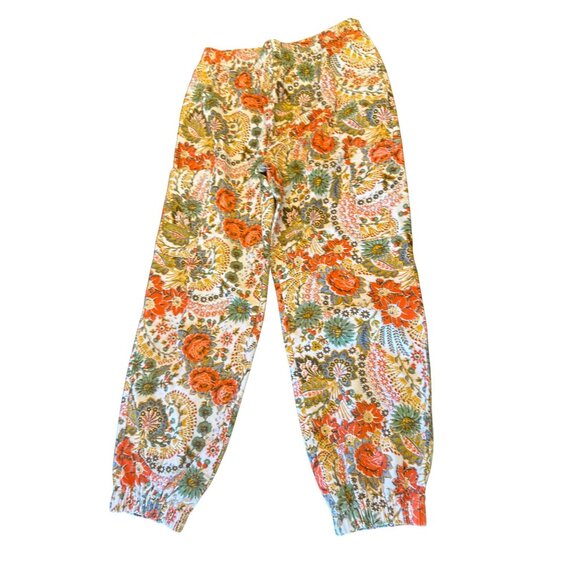 Urban Outfitters Womens Orange Gold Floral Corduroy Joggers M-M - Picture 1 of 5